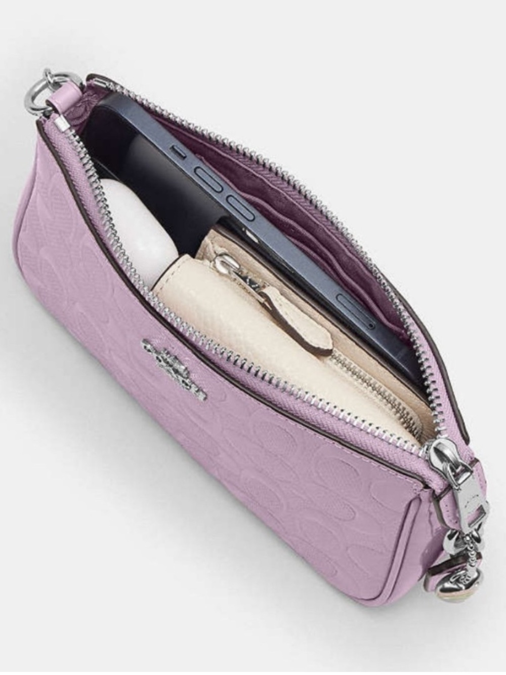 COACH Nolita 19 In Sig Leather W/Heart Charm
Wristlet Shoulder Bag Light
Violet - Picture 8 of 15